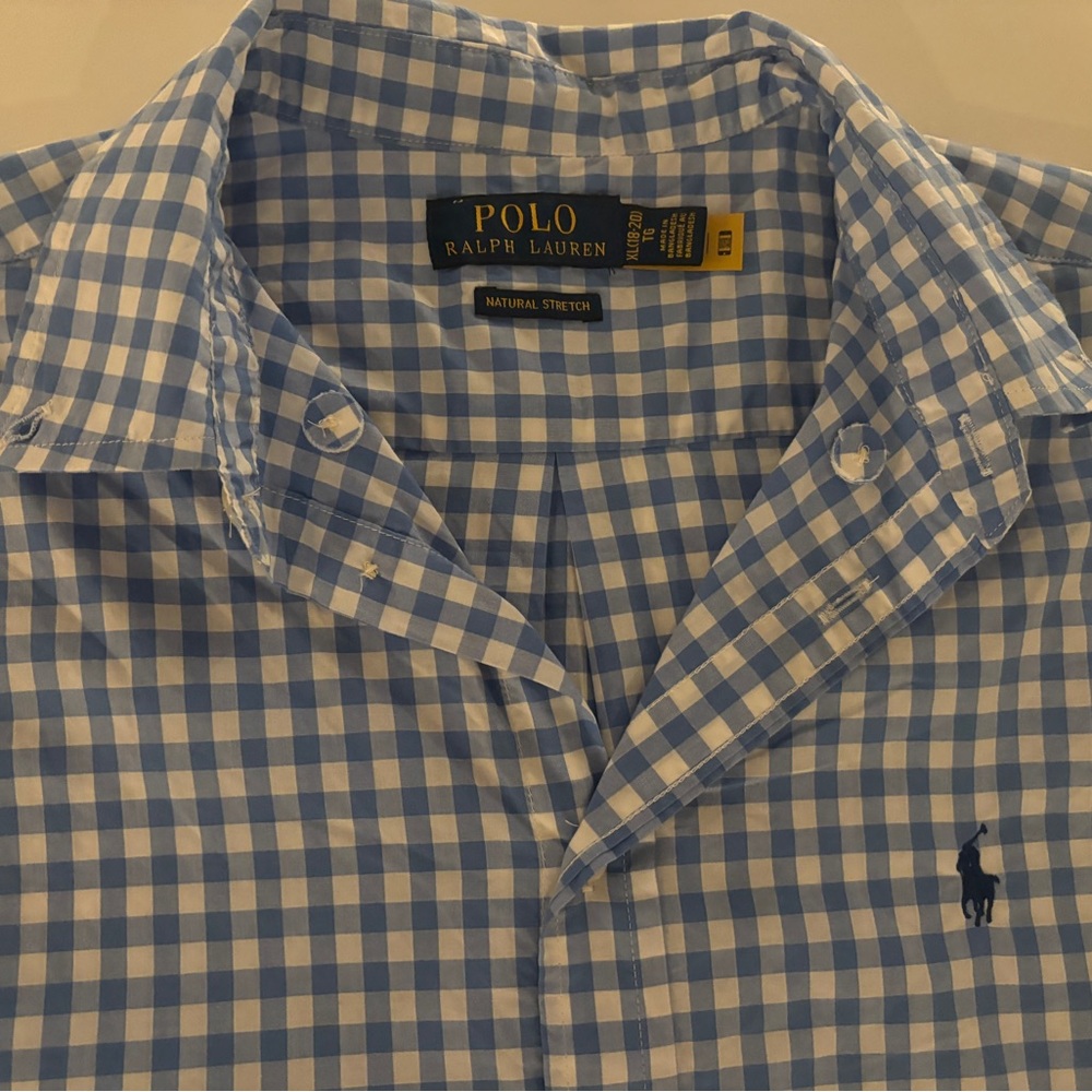 POLO Ralph Lauren Blue and White Gingham boys XL Shirt